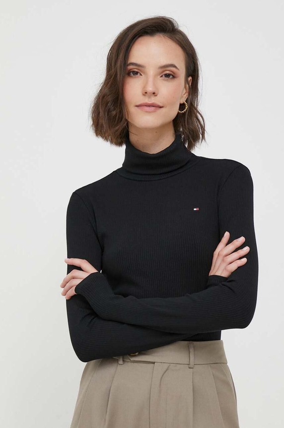 Majica dugih rukava Tommy Hilfiger crna WW0WW39826
