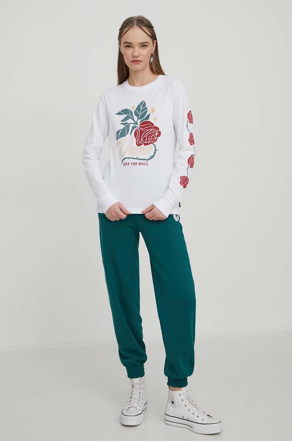 Vans longsleeve bawełniany VN000F37WHT1 biały AW23