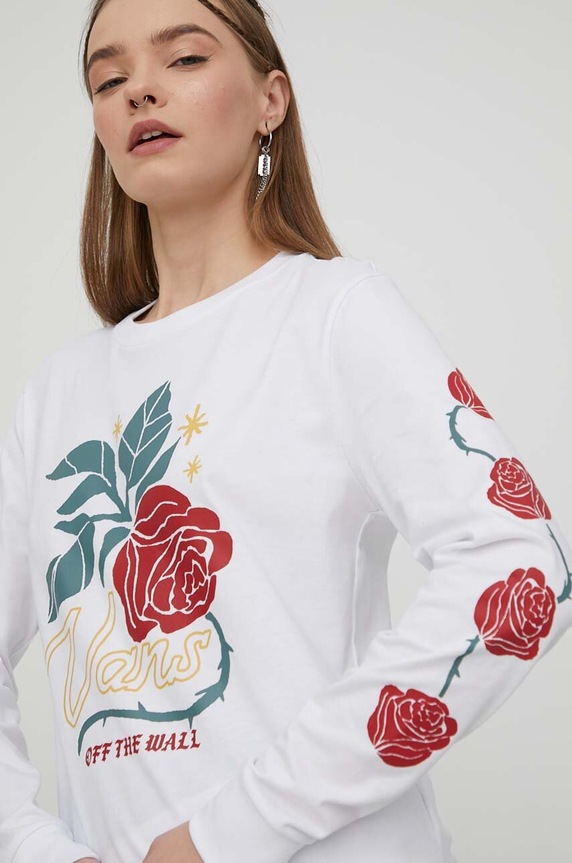 Vans longsleeve bawełniany biały VN000F37WHT1