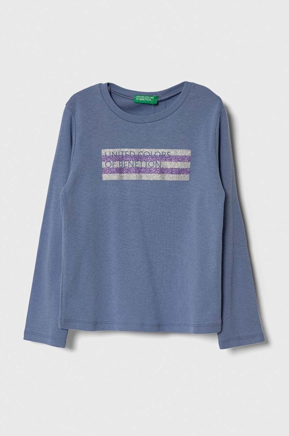 United Colors of Benetton gyerek pamut hosszú ujjú felső pamut kék 3I9WG10A3.P.SEASONAL