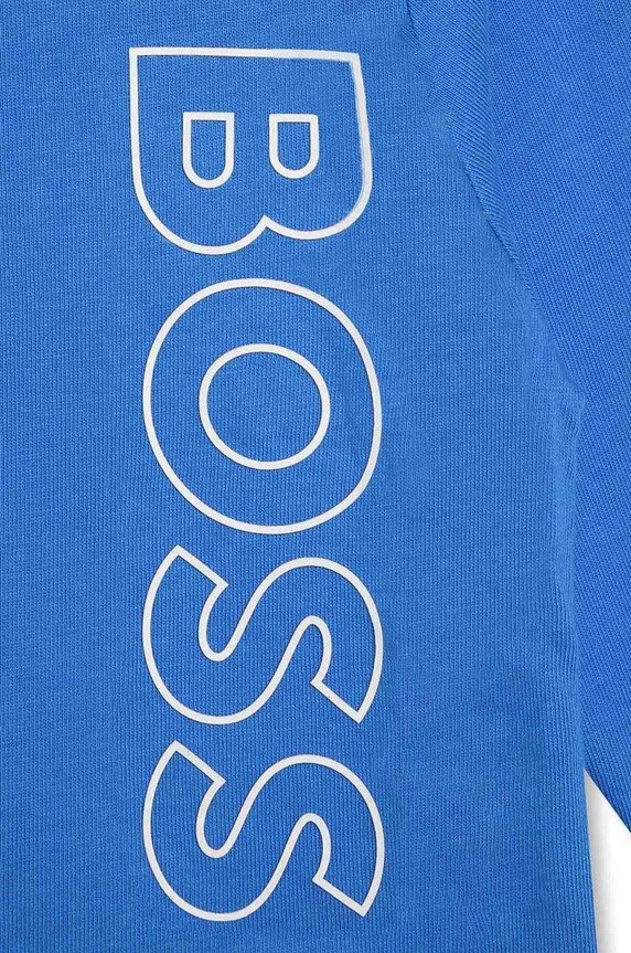Момче Бебешка памучна блуза с дълъг ръкав BOSS J05A21.60.81 тъмносин