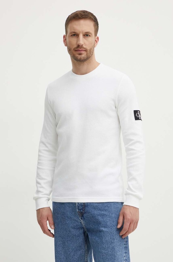Calvin Klein Jeans pamut melegítőfelső bézs J30J323485