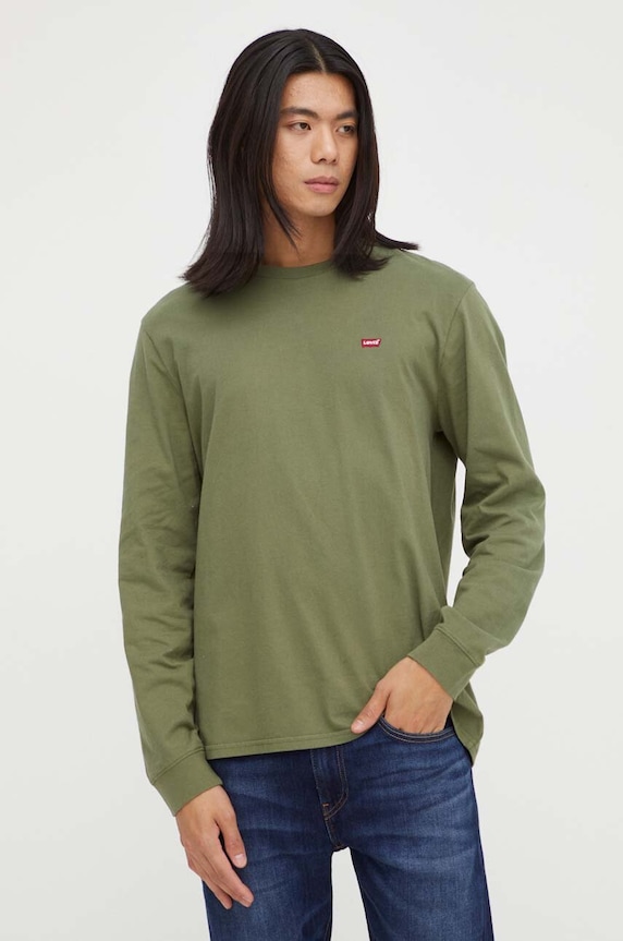 Bavlnené tričko s dlhým rukávom Levi's zelená 72848.0022