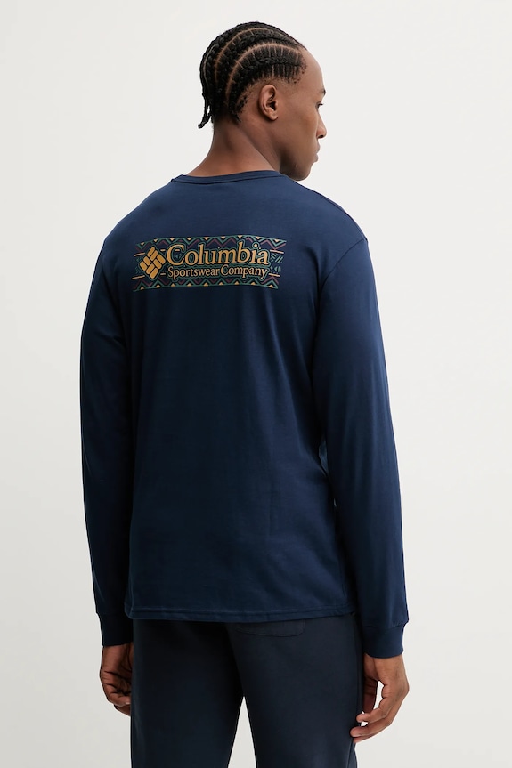 Oblečenie Bavlnené tričko s dlhým rukávom Columbia Explorers Canyon 2054553 tmavomodrá