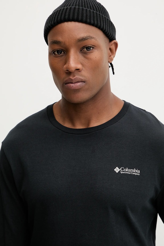 Columbia longsleeve din bumbac Explorers Canyon negru 2054553