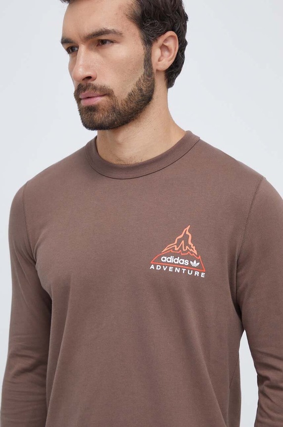 adidas Originals longsleeve bawełniany brązowy IL5172