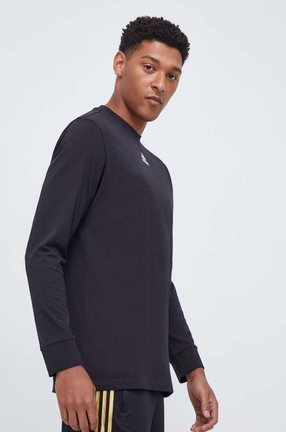 Oblečenie Bavlnené tričko s dlhým rukávom adidas II3447 čierna