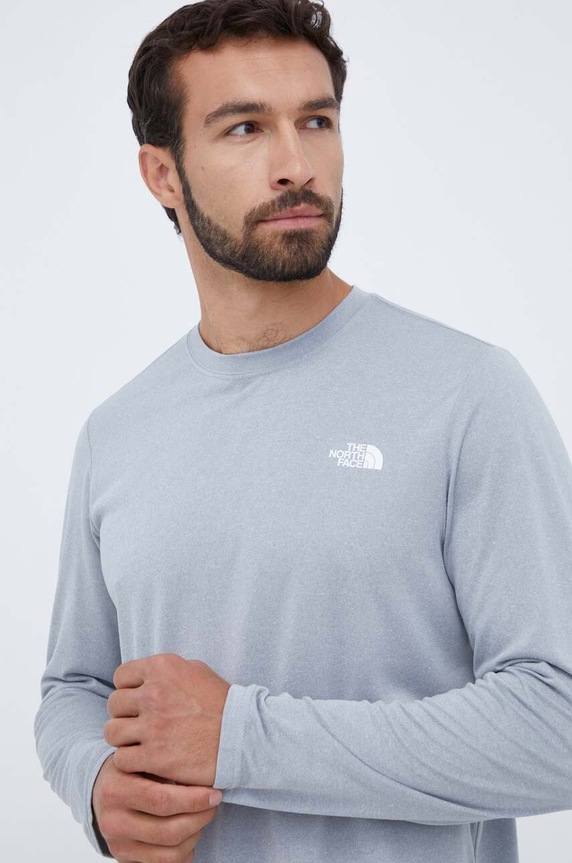 Športové tričko s dlhým rukávom The North Face Reaxion sivá NF0A2UADX8A1