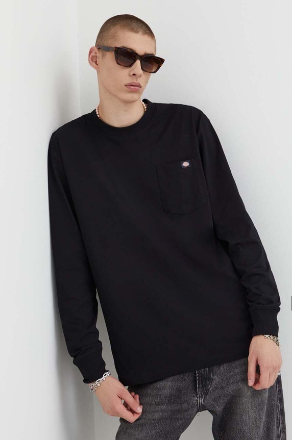 Dickies longsleeve bawełniany bawełna czarny DK0A4YGHBLK1