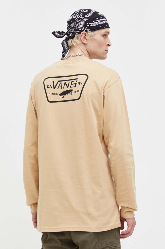 Дрехи Памучна блуза с дълги ръкави Vans VN0A2XCMY971 бежов