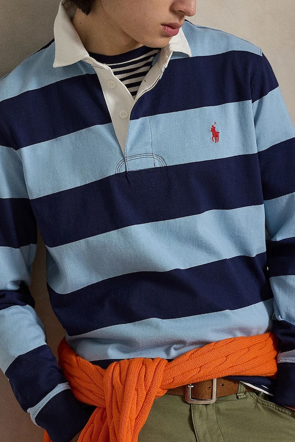 Polo Ralph Lauren pánsky bavlnený dlhý rukáv tmavomodrá 710717116