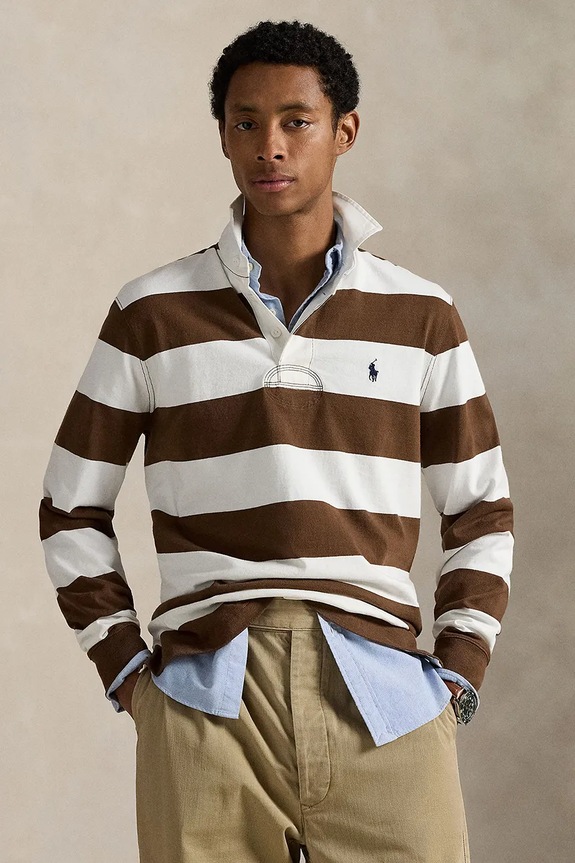 Polo Ralph Lauren Majica dugih rukava muška pamukna smeđa 710717116