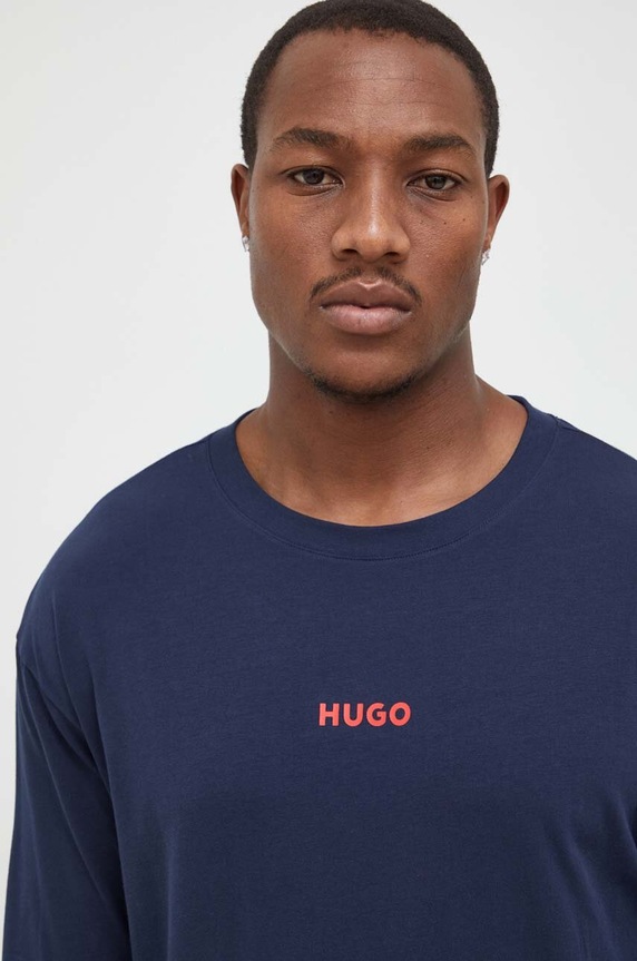 HUGO hosszú ujjú otthoni viseletre elasztánnal sötétkék 50502399