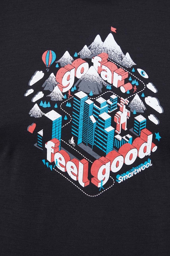 Smartwool longsleeve sportowy Denver Go Far Feel Good Graphic SW017154 czarny