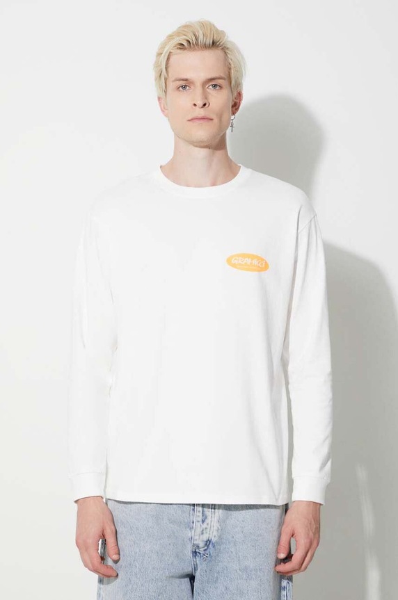 Gramicci cotton longsleeve top Original Freedom Oval Longsleeve Tee cotton white G3FU.T072