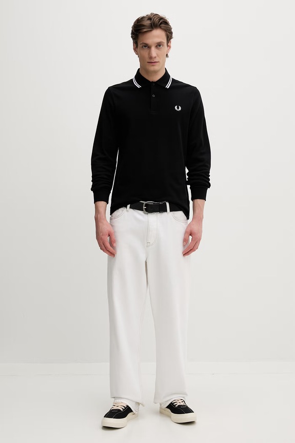 Бавовняний лонгслів Fred Perry M3636.350 чорний AA00