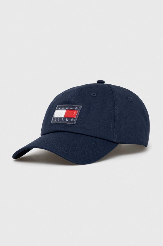Βαμβακερό καπέλο του μπέιζμπολ Tommy Jeans βαμβάκι σκούρο μπλε AW0AW14990