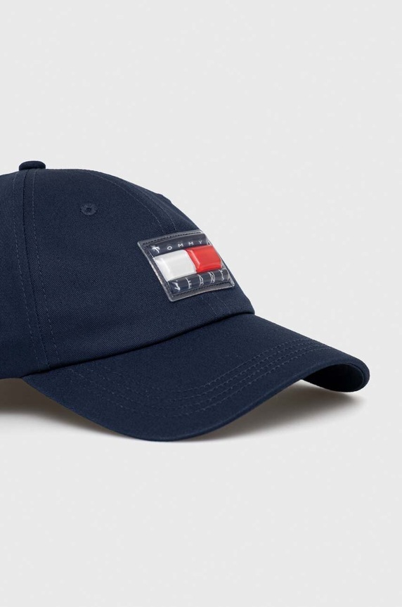 Βαμβακερό καπέλο του μπέιζμπολ Tommy Jeans AW0AW14990 σκούρο μπλε AW23