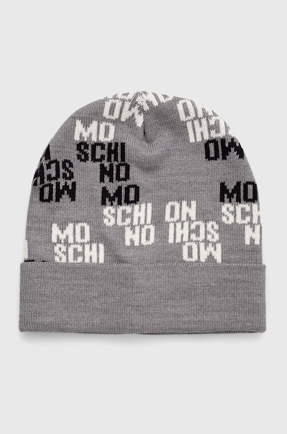 Moschino czapka wełniana wełna szary M5748.60098