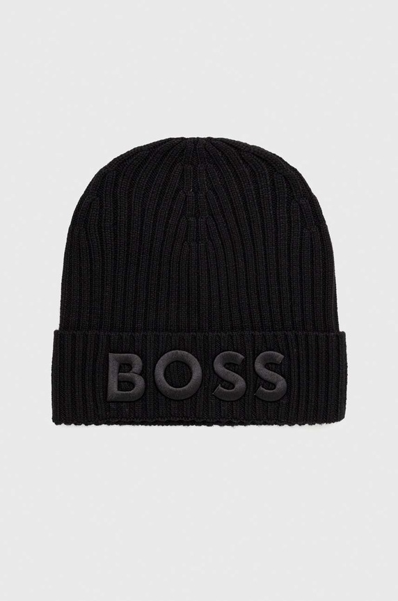 BOSS czapka wełniana Lara_hat wełna czarny 50497815