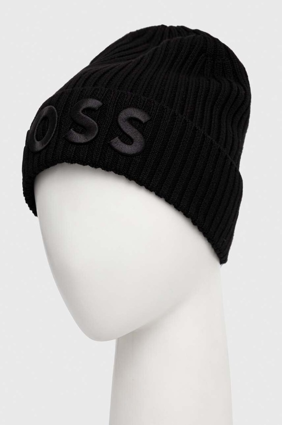 BOSS czapka wełniana Lara_hat 50497815 czarny AW25