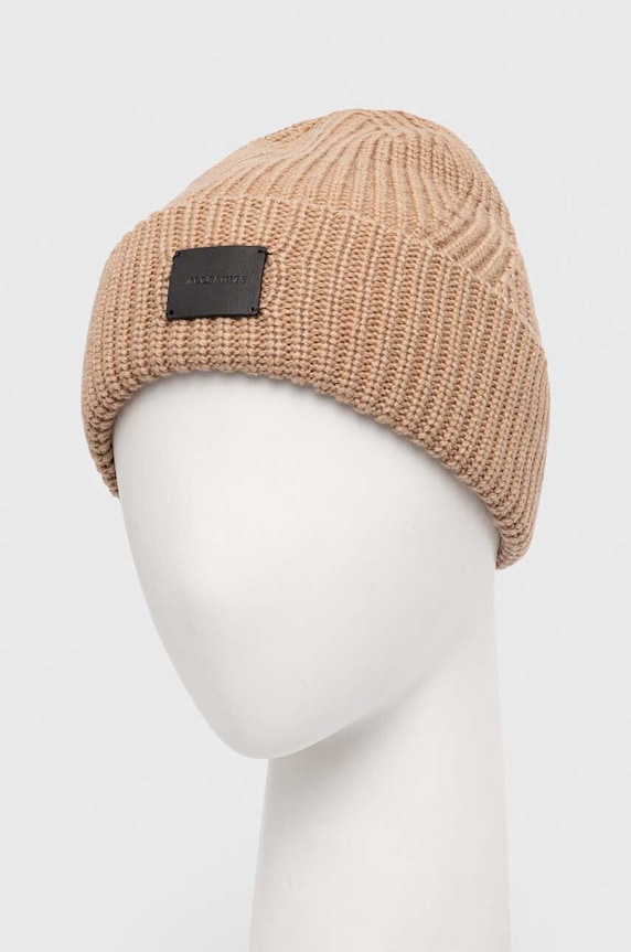 AllSaints czapka z domieszką wełny AS101343 beżowy AW24