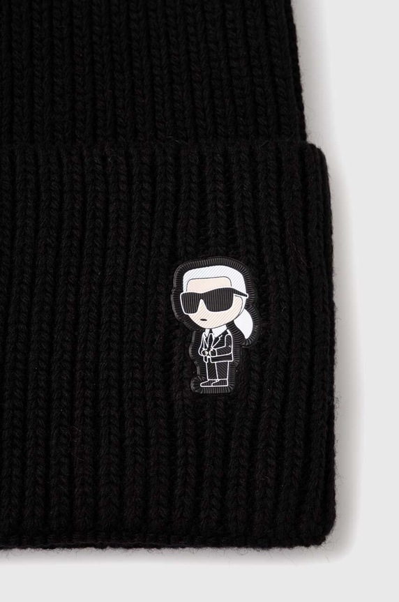 Akcesoria Karl Lagerfeld czapka z domieszką wełny 236W3405 czarny