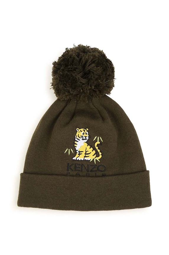 Kenzo Kids czapka z domieszką kaszmiru dziecięca z domieszką wełny zielony K51031.54.56