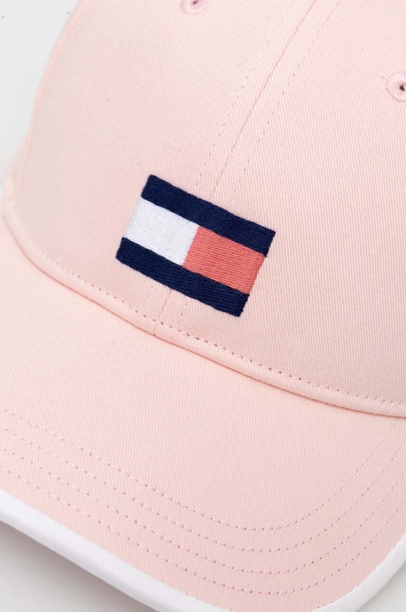 Detská bavlnená šiltovka Tommy Hilfiger AU0AU01732.9BYX ružová AW23