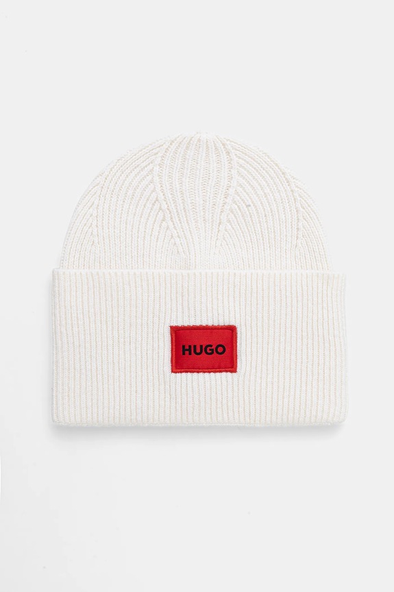 Vlnená čiapka HUGO Xaff 6 vlna béžová 50496011