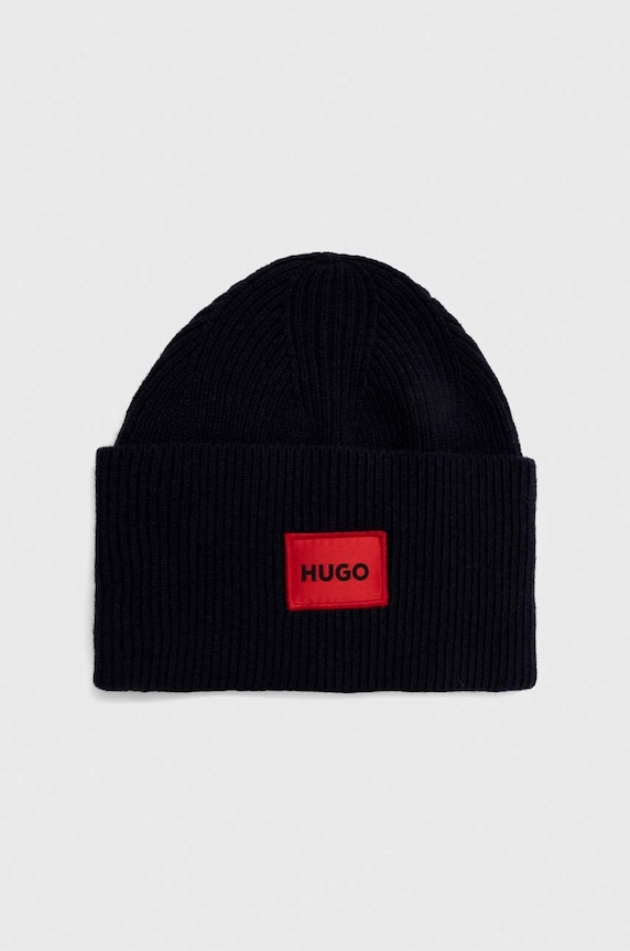 HUGO căciulă de lână Xaff 6 imprimeu bleumarin 50496011