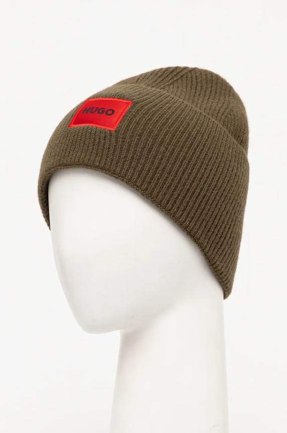 Vlnená čiapka HUGO Xaff 6 50496011 zelená AW25