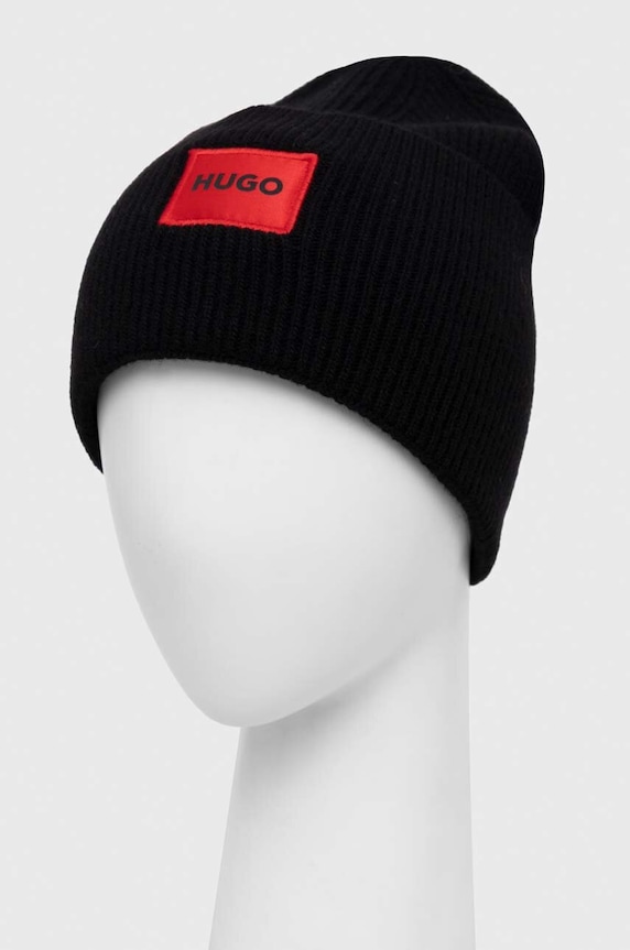 Vlnená čiapka HUGO Xaff 6 50496011 čierna AW25