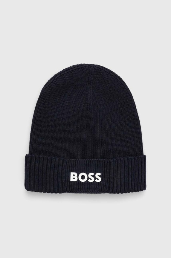 Čiapka s prímesou vlny Boss Green BOSS GREEN Asic_Beanie-X s prímesou vlny tmavomodrá 50499423