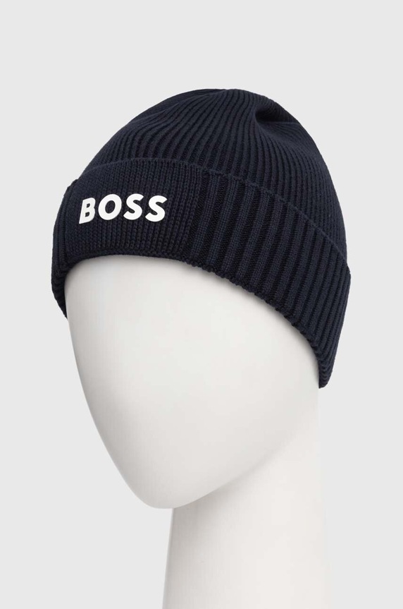 Čiapka s prímesou vlny Boss Green BOSS GREEN Asic_Beanie-X 50499423 tmavomodrá AW25