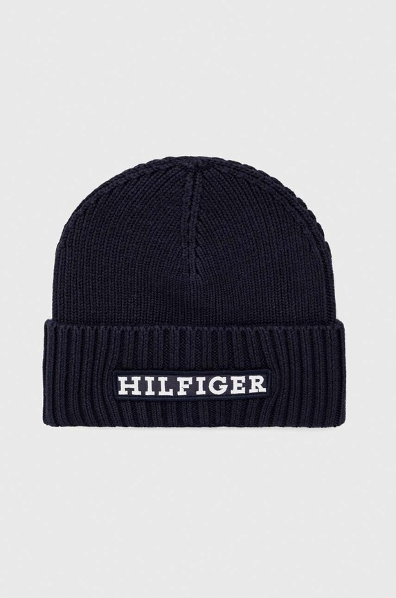Σκουφί από μείγμα μαλλιού Tommy Hilfiger με μείγμα μαλλιού σκούρο μπλε AM0AM11737