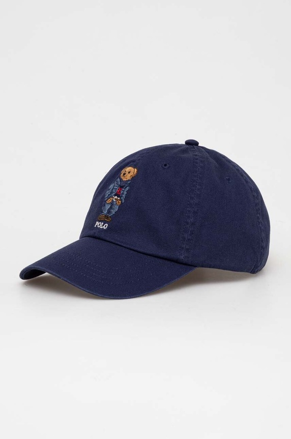 Polo Ralph Lauren czapka z daszkiem bawełniana aplikacja granatowy 710917437