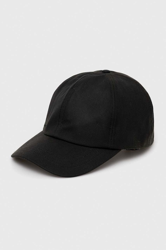 Памучна шапка с козирка Barbour памук зелен MHA0005