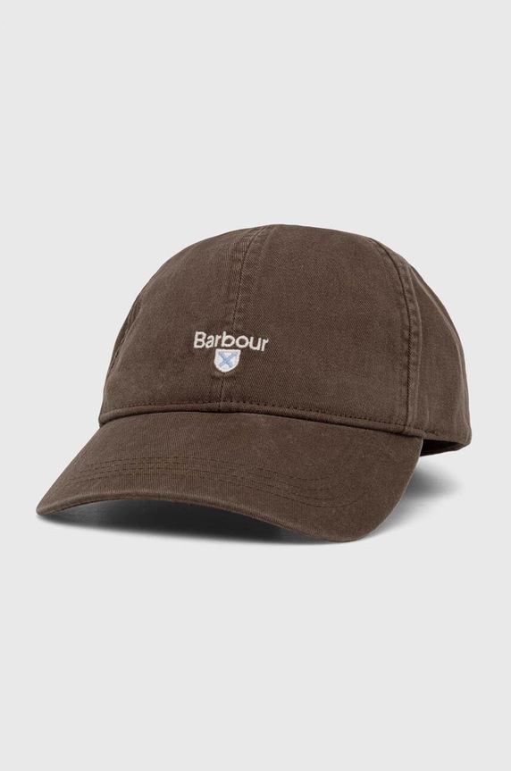 Barbour czapka z daszkiem bawełniana aplikacja brązowy MHA0274