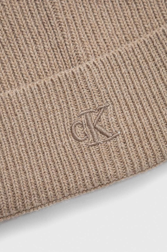 Akcesoria Calvin Klein Jeans czapka z domieszką wełny K50K511158 beżowy