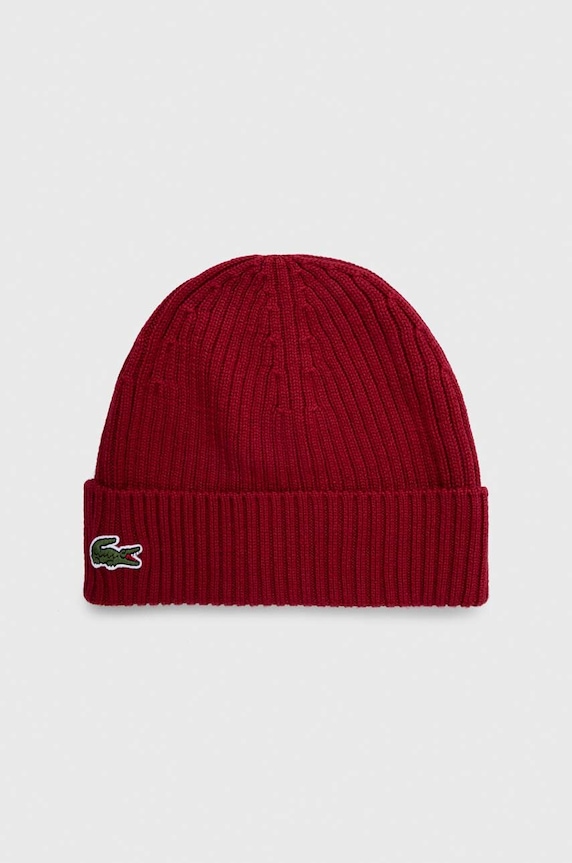 Lacoste czapka wełniana Planet friendly bordowy RB0001