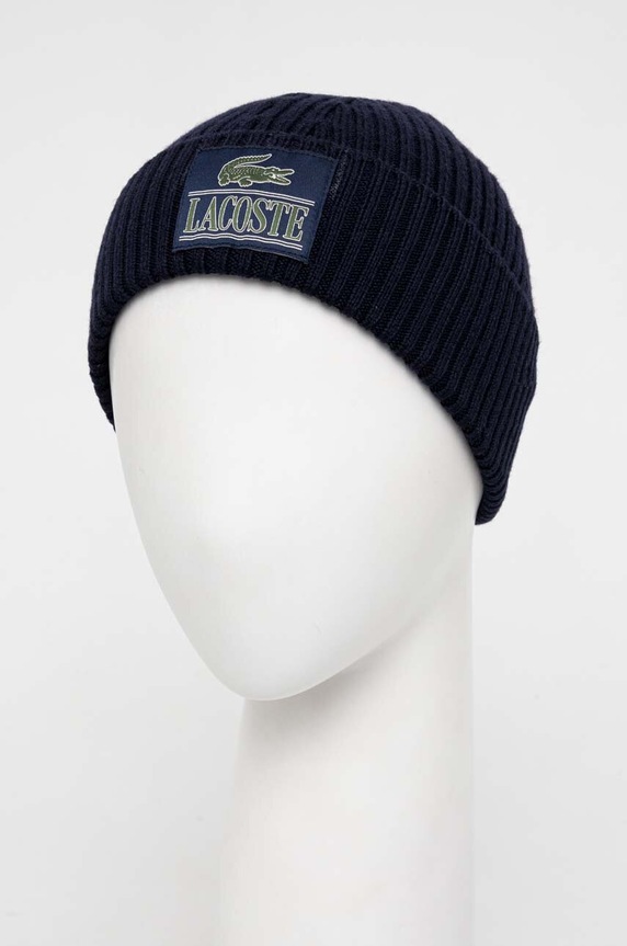 Μάλλινο σκουφί Lacoste RB1783 σκούρο μπλε AW23