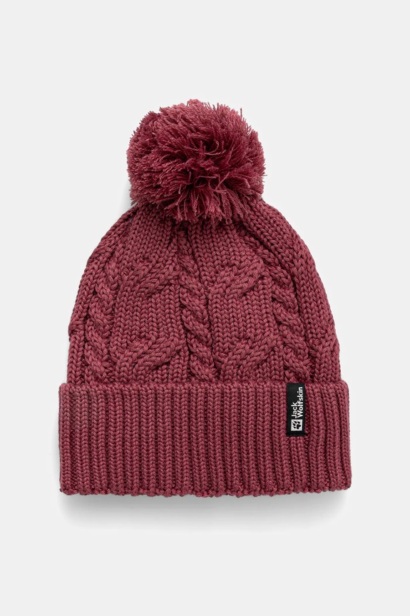 Čepice Jack Wolfskin Pompom vlna růžová 1905092