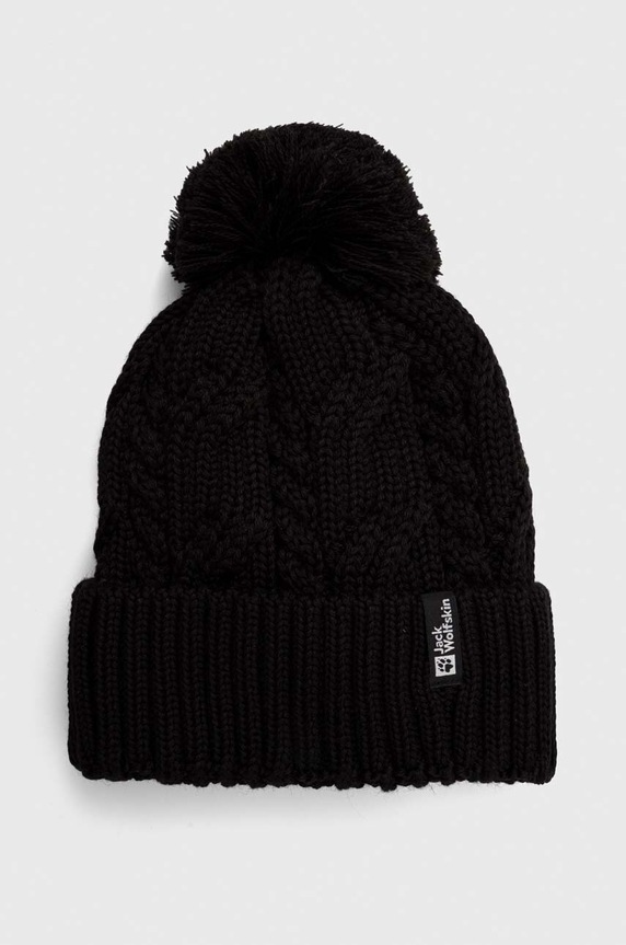 Καπέλο Jack Wolfskin Pompom μαλλί μαύρο 1905092
