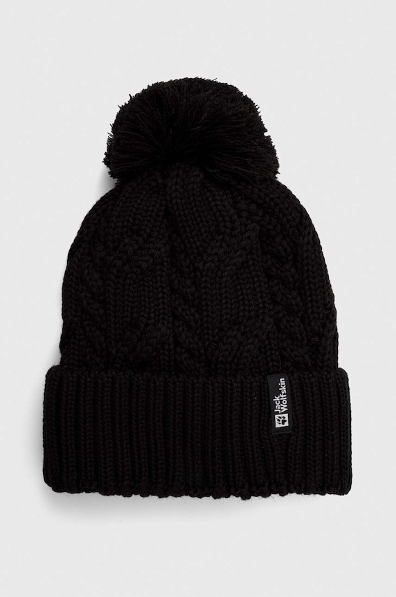 Καπέλο Jack Wolfskin Pompom μαλλί μαύρο 1905092