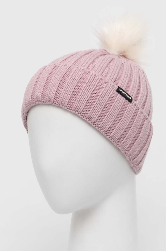 Akcesoria Converse czapka z domieszką wełny 10023959.A04 różowy