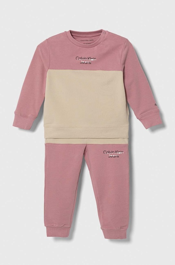 Dětská tepláková souprava Calvin Klein Jeans pletenina růžová IN0IN00088.9BYX