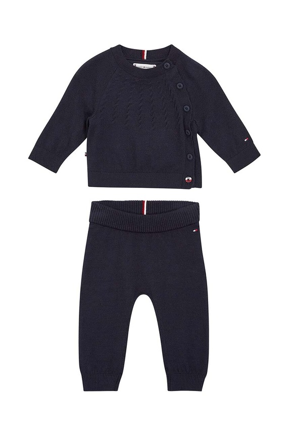 Σετ μωρού Tommy Hilfiger πλεκτό ύφασμα σκούρο μπλε KN0KN01685.9BYX