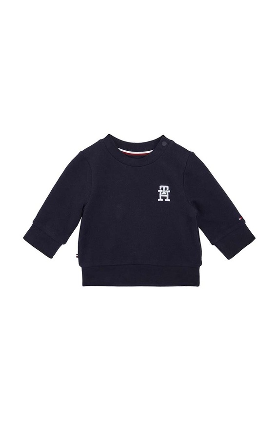 Trenirka za bebe Tommy Hilfiger bez uzorka mornarsko plava KN0KN01688.9BYX