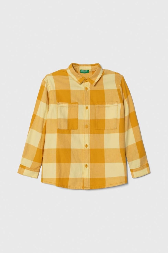 Παιδικό βαμβακερό πουκάμισο United Colors of Benetton casual κίτρινο 5LQHGQ014.P.SEASONAL